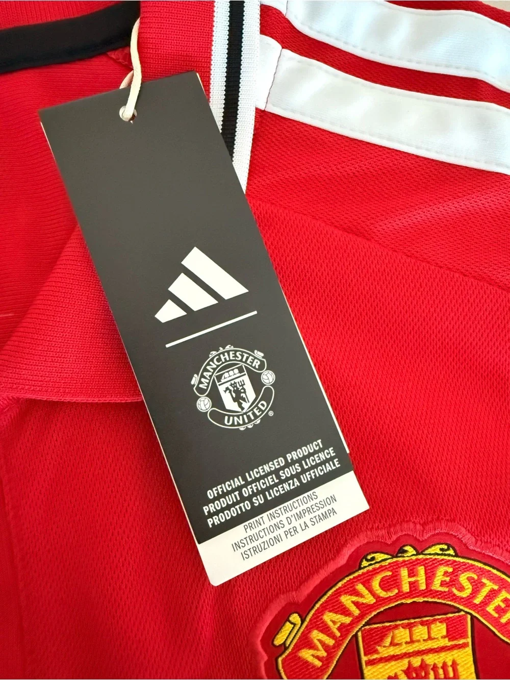 adidas Manchester United Red Home Jersey with White Accents